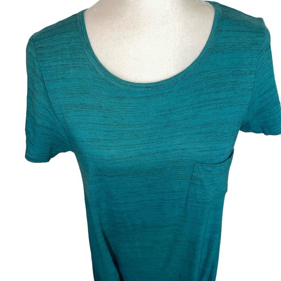 LuLaRoe Heather Green Single Pocket Short Sleeve Carly Swing Dress Size XXS - Picture 2 of 5